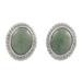 Oval Lassos,'Light Green Jade Oval Stud Earrings from Guatemala'