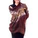 Silk batik shawl, 'Fireworks on Brown'