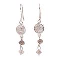 Solar Circle,'Sterling Silver Filigree and Labradorite Dangle Earrings'