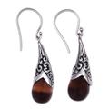 Sanur Elegance,'Weave Pattern Smoky Quartz Dangle Earrings from Bali'