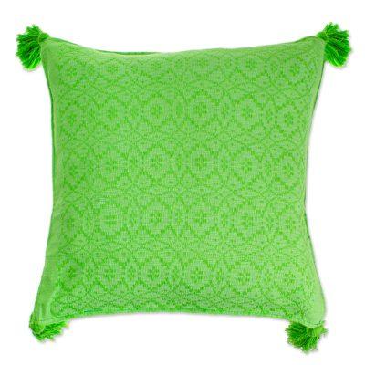 Oaxaca Diamonds in Lime,'Bright Green Hand Woven Cotton Cushion Cover'