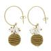 Crystal Spheres,'Fair Trade Crystal Accented Golden Grass Dangle Earrings'