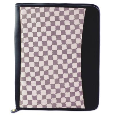 Checkered Stone,'Batik Cotton File Holder Checkered Motif in Stone from India'