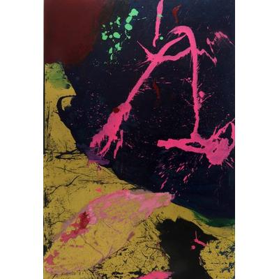 Blast and Bless II,'Multicolor Abstract Tall Painting Signed by Balinese Artist'