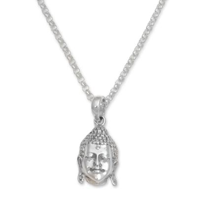 Buddha Shine,'Sterling Silver Buddha Pendant Necklace from Bali'