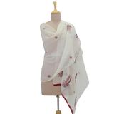 Chikan Flowers in Wine,'Cotton and Silk Shawl in Champagne and Wine from India'