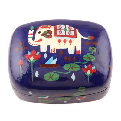 Midnight Tale,'Hand Painted Papier Mache Elephant-Motif Box'