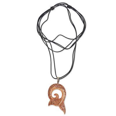 Tail of the Whale,'Leather Necklace with a Hand Carved Bone Whale Tail Pendant'