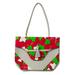 Ivy Leaves,'Faux Leather Accented Leaf Motif Cotton Tote from Ghana'