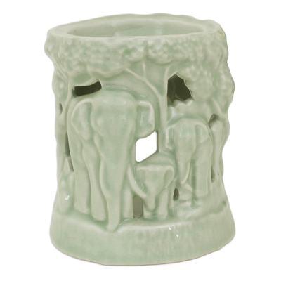 Lush Thai Forest,'Green Ceramic Clay Oil Warmer Ha...