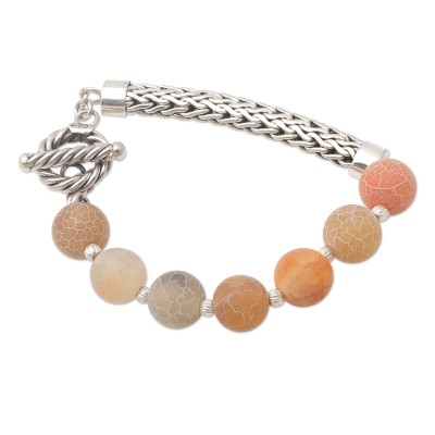 Sensations,'Agate and Sterling Silver Beaded Bracelet'