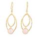 Private Eyes,'Hand Crafted Gold-Plated Rose Quartz Dangle Earrings'