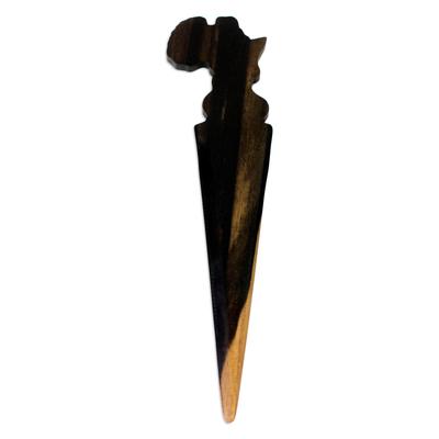 African Message,'Africa-Themed Ebony Wood Letter Opener from Ghana'