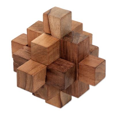 'Challenge','Hand Crafted Recycled Teak Wood Puzzle from Java'