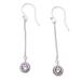 Wise Girl,'Sterling Silver Dangle Earrings with Round Amethyst Jewels'