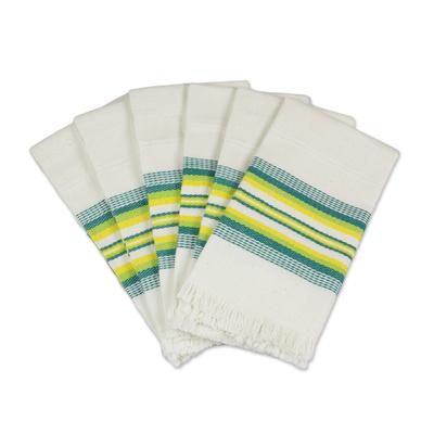 Culinary Inspiration in Green,'Multicolor 100% Cotton Napkins from Guatemala (Set of 6)'