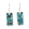 Beautiful Blue,'Composite Turquoise Drop Earrings from India'
