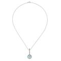 Gorgeous Blue,'Circular Larimar and CZ Pendant Necklace from Thailand'