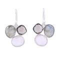 'Multi-Gemstone Sterling Silver Dangle Earrings from India'