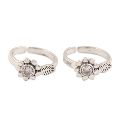 Delightful Blooms,'Flower-Shaped Sterling Silver Toe Rings from India'