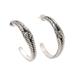 'Patterned Sterling Silver Half-Hoop Earrings from Bali'