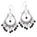 Night Beads,'Onyx Beaded Chandelier Earrings Crafted in Bali'