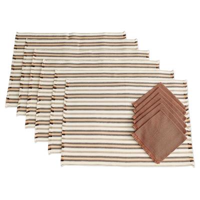 Nutmeg Stripe,'Handmade Cotton Table Linen Set (Se...