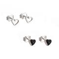 Open Heart, Full Heart,'Two Pairs of Stud Earrings in 950 Silver'