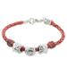 Silver Love in Red,'999 Silver Red Leather Pendant Wristband Bracelet Guatemala'