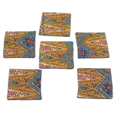 Zigzag Flowers,'Floral Cotton Coasters from Ghana ...