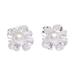 Sea Petals,'Sterling Silver and Cultured Pearl Stud Earrings'