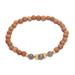 Batuan Harmony,'Coconut Wood and Labradorite Beaded Stretch Bracelet'