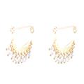 Glowing Crescents,'Gold Plated Cultured Pearl Hoop Earrings from India'