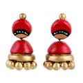 Magical Red,'Red and Gold Jhumki Ceramic Parasol Dangle Post Earrings'