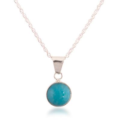 Sky Blue Dome,'Amazonite and Sterling Silver Pendant Necklace from Peru'