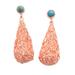 'Drop-Shaped Rose Gold Plated Magnesite Earrings from Bali'