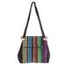 Striped Party,'Colorful Striped Cotton Shoulder Bag from El Salvador'