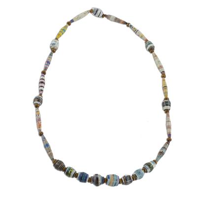 New Spin,'Handcrafted Multicolor Recycled Paper Bead Long Necklace'