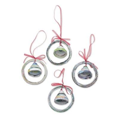 'Recycled Magazine Bell-Shaped Holiday Ornaments (...