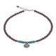 Barefoot Beach Day,'Garnet and Hematite Beaded Charm Anklet'