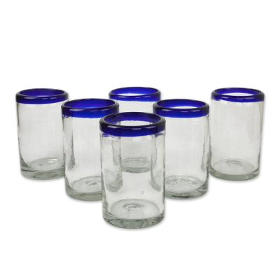 Cobalt Classics,'Fair Trade Blue Handblown Glass Tumbler Drinkware Set of 6'