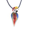 Beautiful Macaw,'Handblown Glass Macaw Pendant Necklace from Costa Rica'