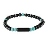 Strength and Vigor,'Unisex Beaded Onyx Bracelet with Crystal Accents'