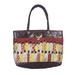 Gather Together,'Handcrafted Batik Cotton Accent Leather Tote from Ghana'