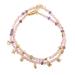 Fantastic Passion,'Gold Accented Rose Quartz and Amethyst Beaded Wrap Bracelet'