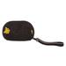 Butterfly Flight,'Black Suede Leather Coin Purse, Yellow Butterfly Appliqué'