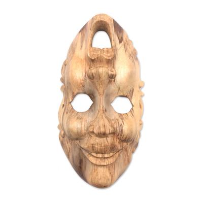 Two Faces,'Whimsical Hibiscus Wood Wall Mask Craft...