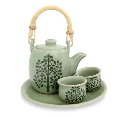 Celadon ceramic tea set 'Inspiration' (set for 2)