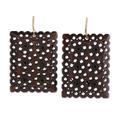 Dark Brown Jali Elegance,'Dark Brown Jali Bone Dangle Earrings from India'