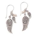 Winged Glow,'Cultured Pearl Wing Dangle Earrings from Bali'